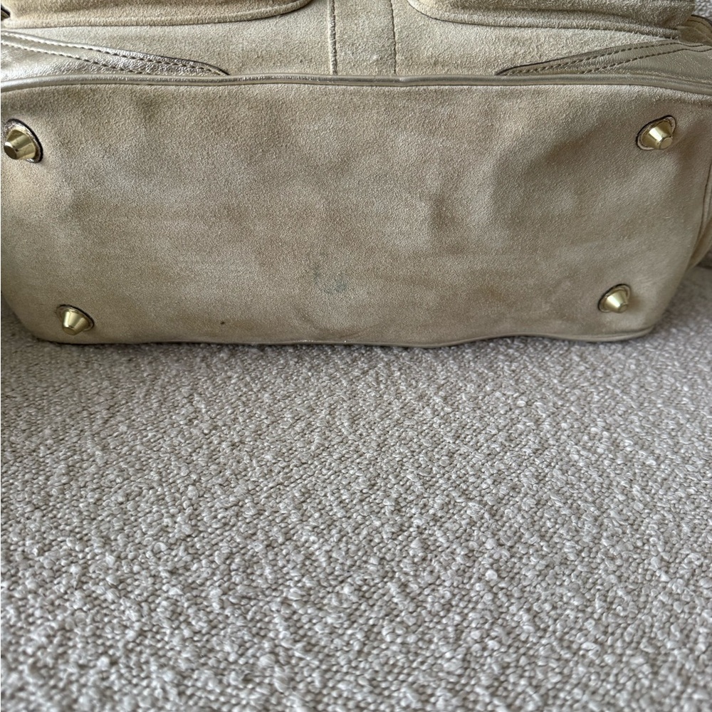 Vintage Coach Beige and Silver Suede Satchel - Picture 11 of 15